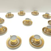 Set of Eleven Porcelain and Pure Gold Coffee Cups by Hutschenreuther, Germa