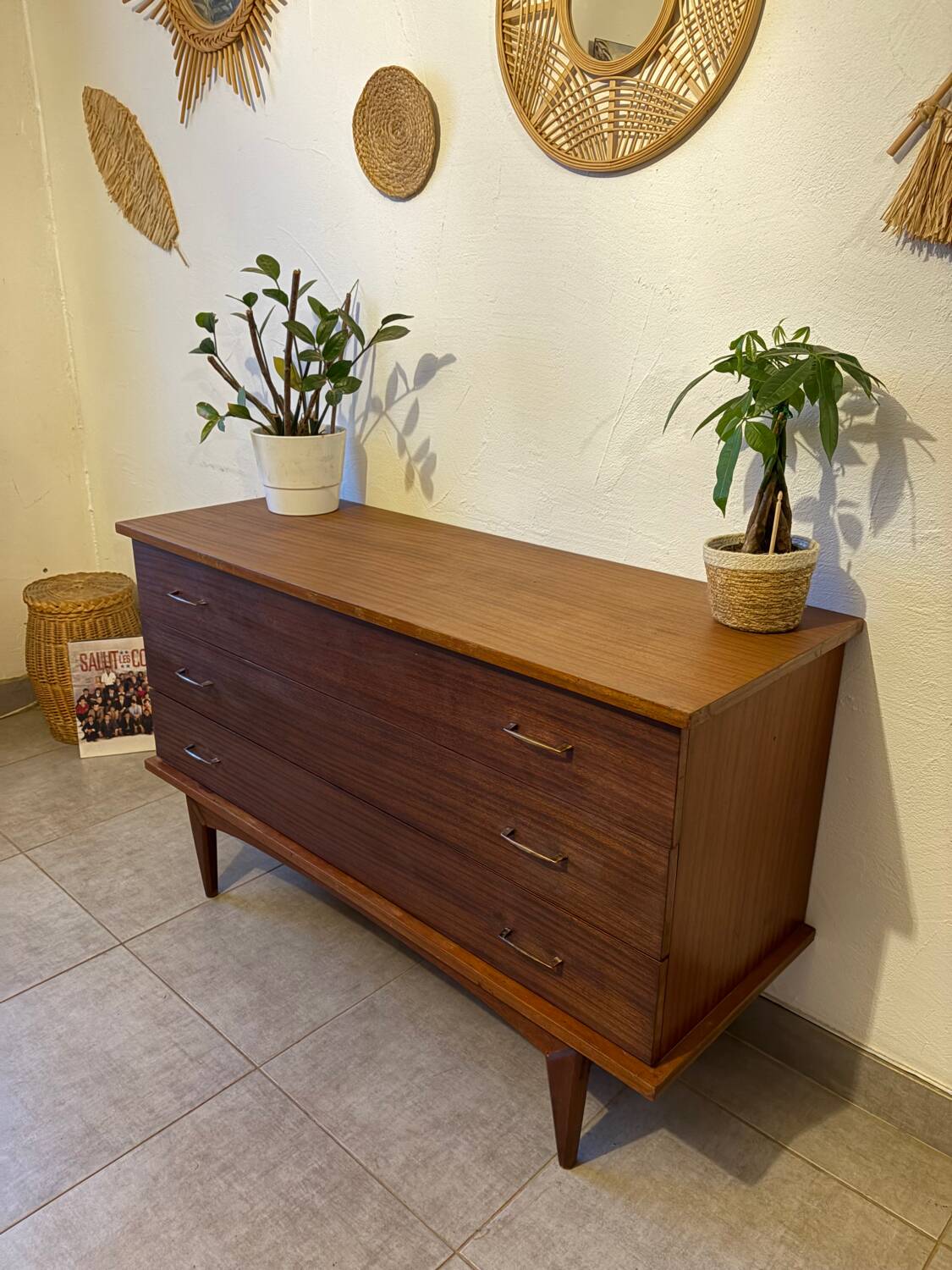 Long vintage teak sideboard