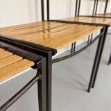 6 old metal and wood chairs, Italian design from the 80s, vintage