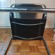 Black leather cantilever chair with chrome steel – Modernist design