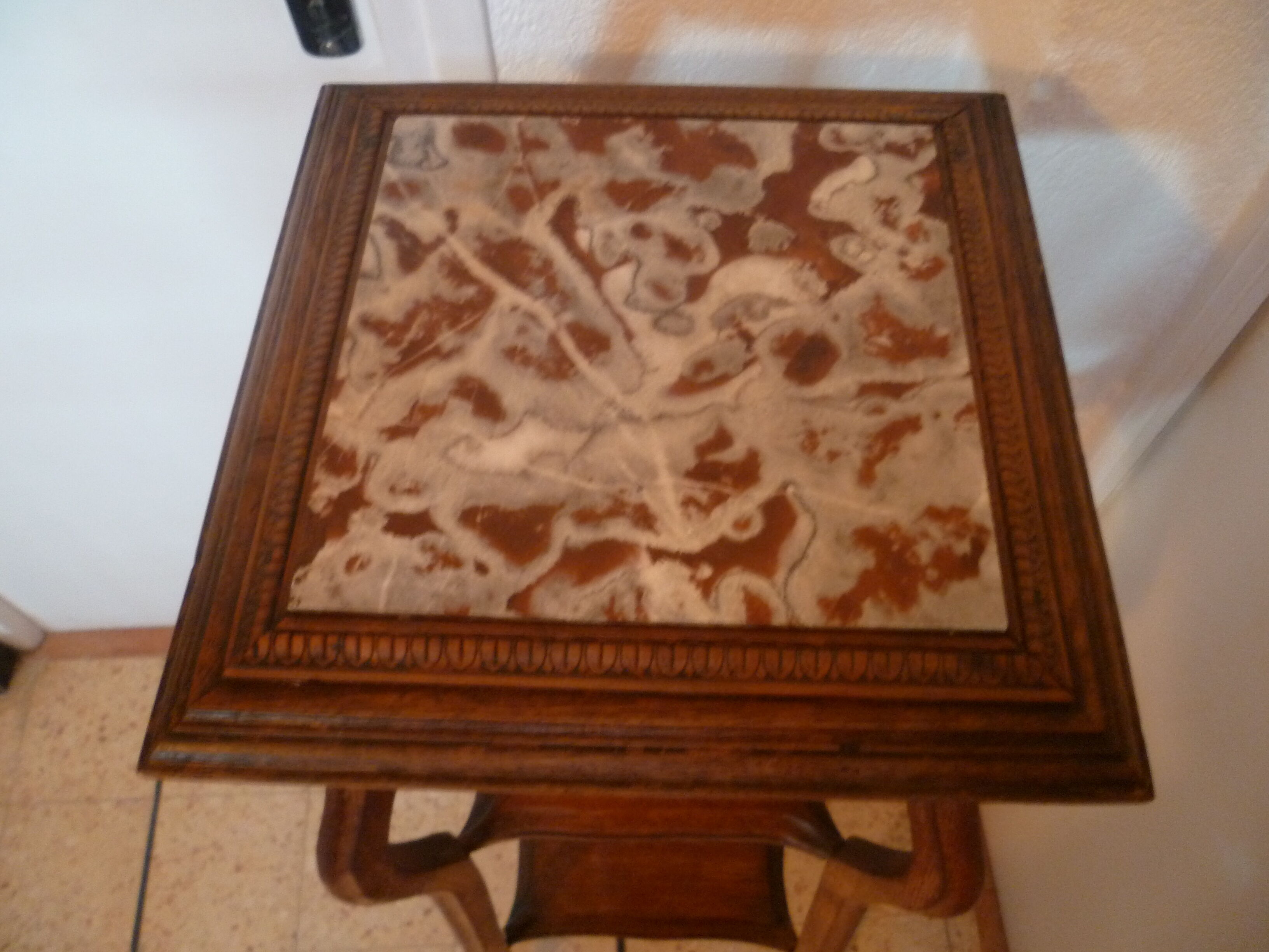 Sellette art new in bois and marbre jugenstyl