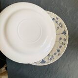 5 assiettes à fleurs bleues vintage
