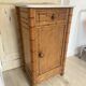 Bedside table / nightstand in pitchpin pine wood and bamboo with marble top