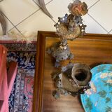 Pair of neo-gothic metal candle holders