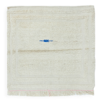 Minimalist Vintage Handmade Turkish Tulu Accent Rug Made of Undyed Beige Wool