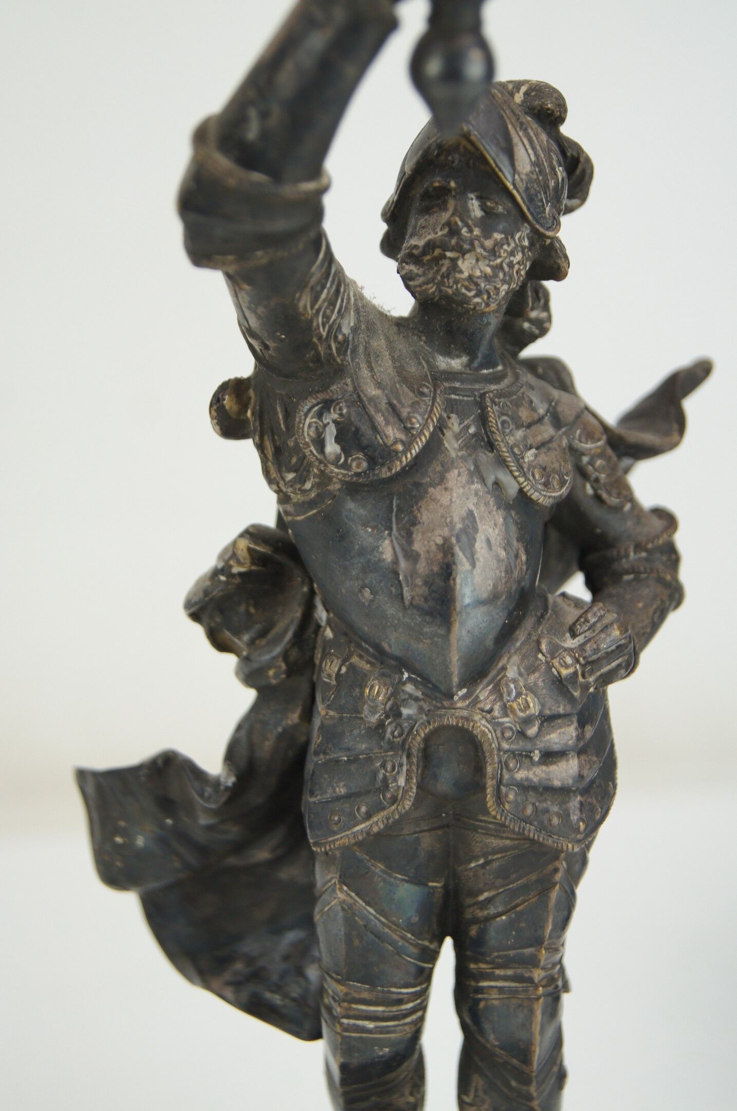 Silver bronze torch pair Paul Dubois