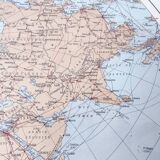 World map planisphere vintage air and maritime lines from 1950