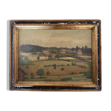 Oil on cardboard landscape