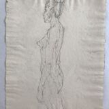 Pencil sketch on paper by robert haisley, standing contemporary figure (profile study)