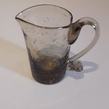 Miniature pitcher in bubbled glass blown smoked color