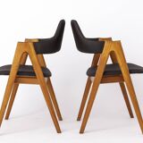 2 Compass Teak Dining Chairs, 1960s, by Kai Kristiansen for Sva Møbler, Set
