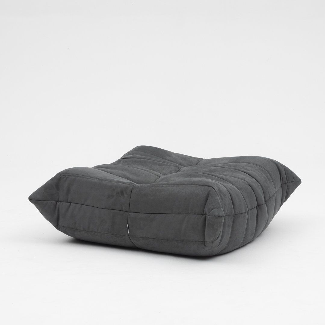 Togo lounge chair and pouf in black fabric by Michel Ducaroy for Ligne Roset, 1973, set of 2
