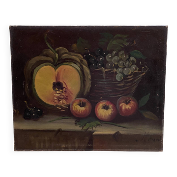 Huile sur toile nature morte
