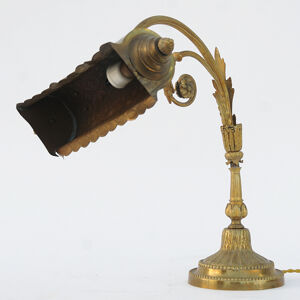 lampe de table en laiton doré et cuivre