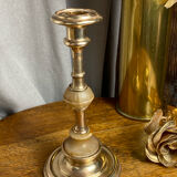 Brass and stone candlestick