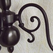Pair of double Flemish style wall sconces in French silver from the period, with red drops 51.