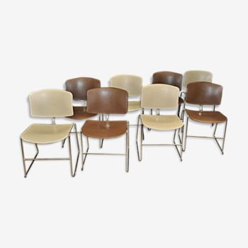 Huit chaises Max Stacker édit Steelcase circa 1970