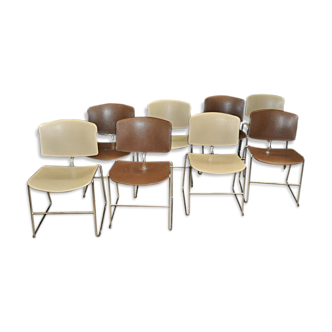 Huit chaises Max Stacker édit Steelcase circa 1970