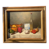 Still life with peppers, oil on panel, signed Peeters