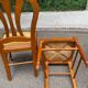 6 country-style chairs in solid cherry wood with rush seats from the 1990s.