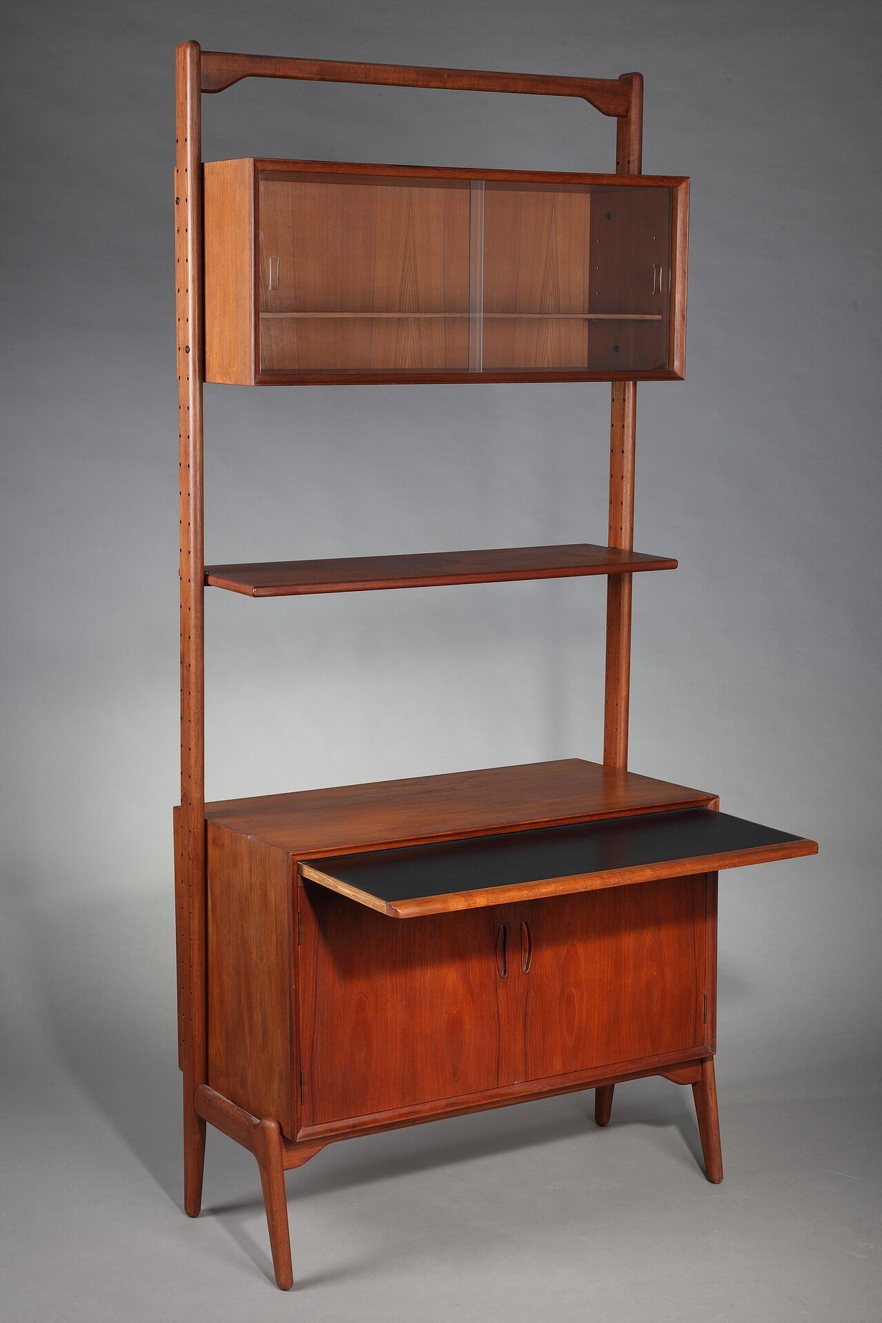 Modular bookcase coffered teak, Danish labour