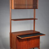 Modular bookcase coffered teak, Danish labour