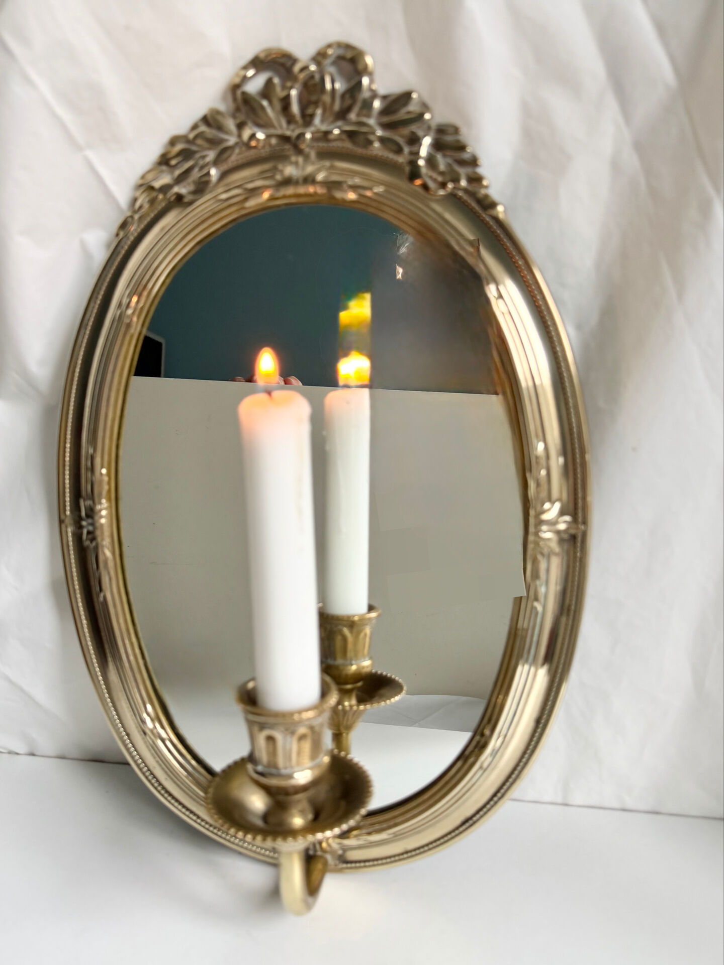 Grand porte-bougie mural vintage en miroir