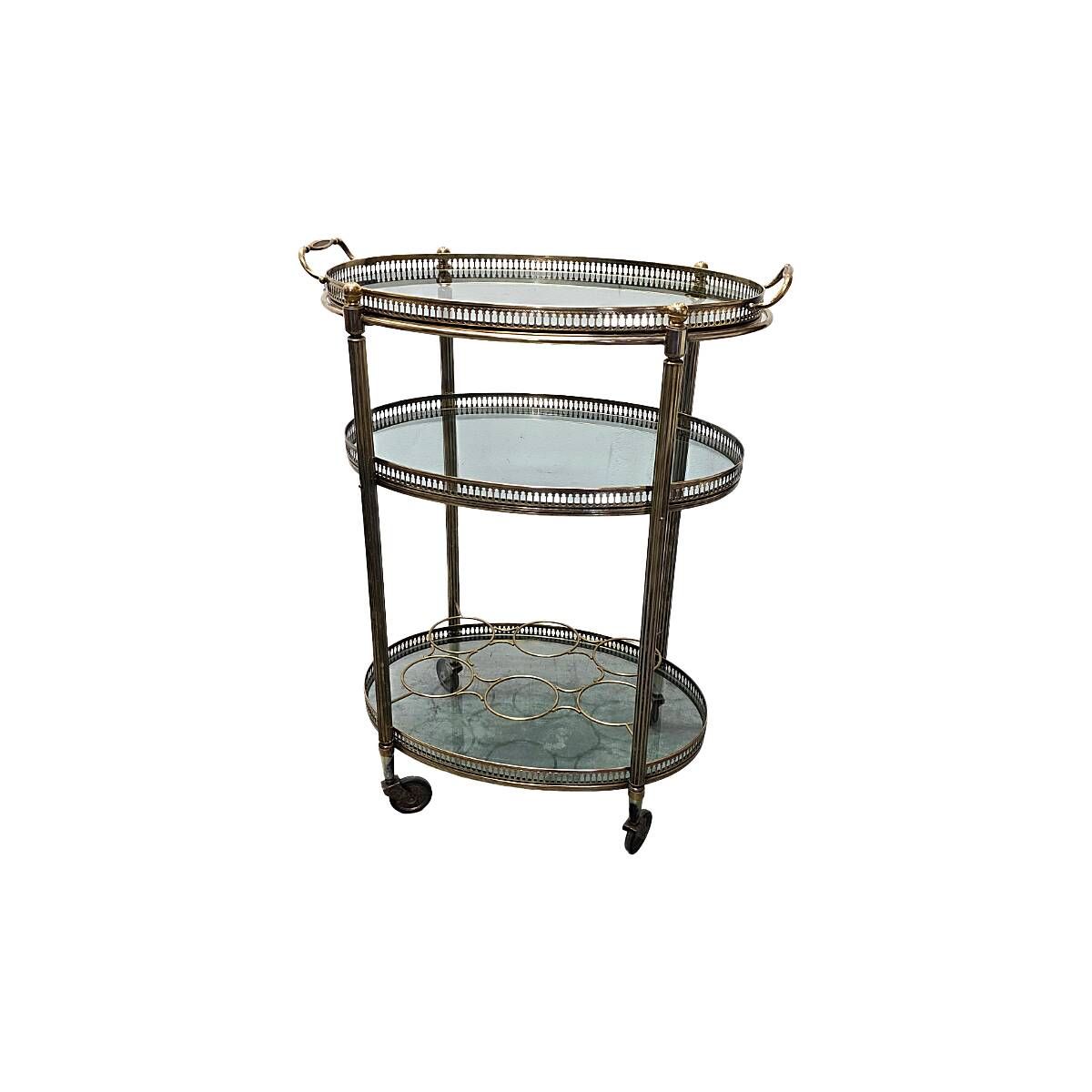 Vintage French Brass Serving Trolley, 1960s