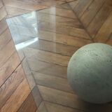 Vintage coffee table Italian design curved glass and travertine