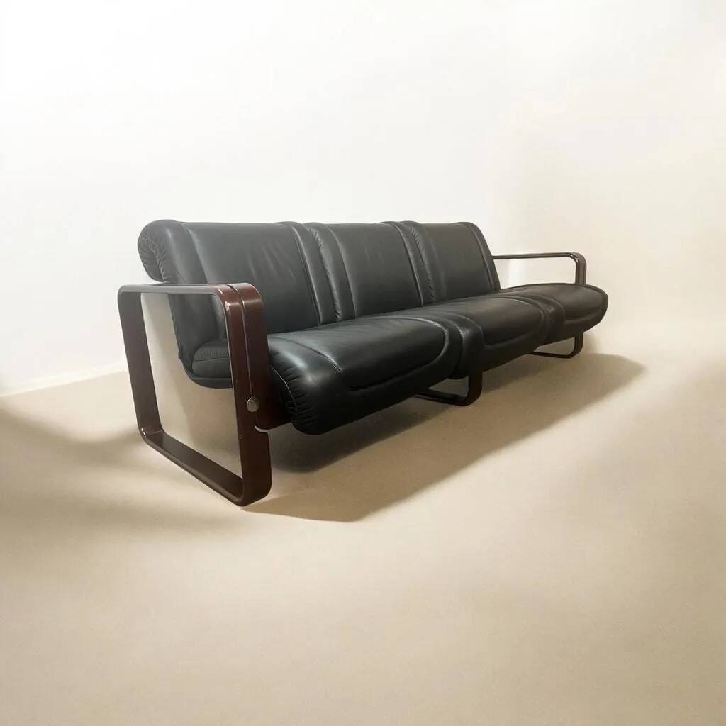 Canapé / canapé vintage en cuir noir martin stoll