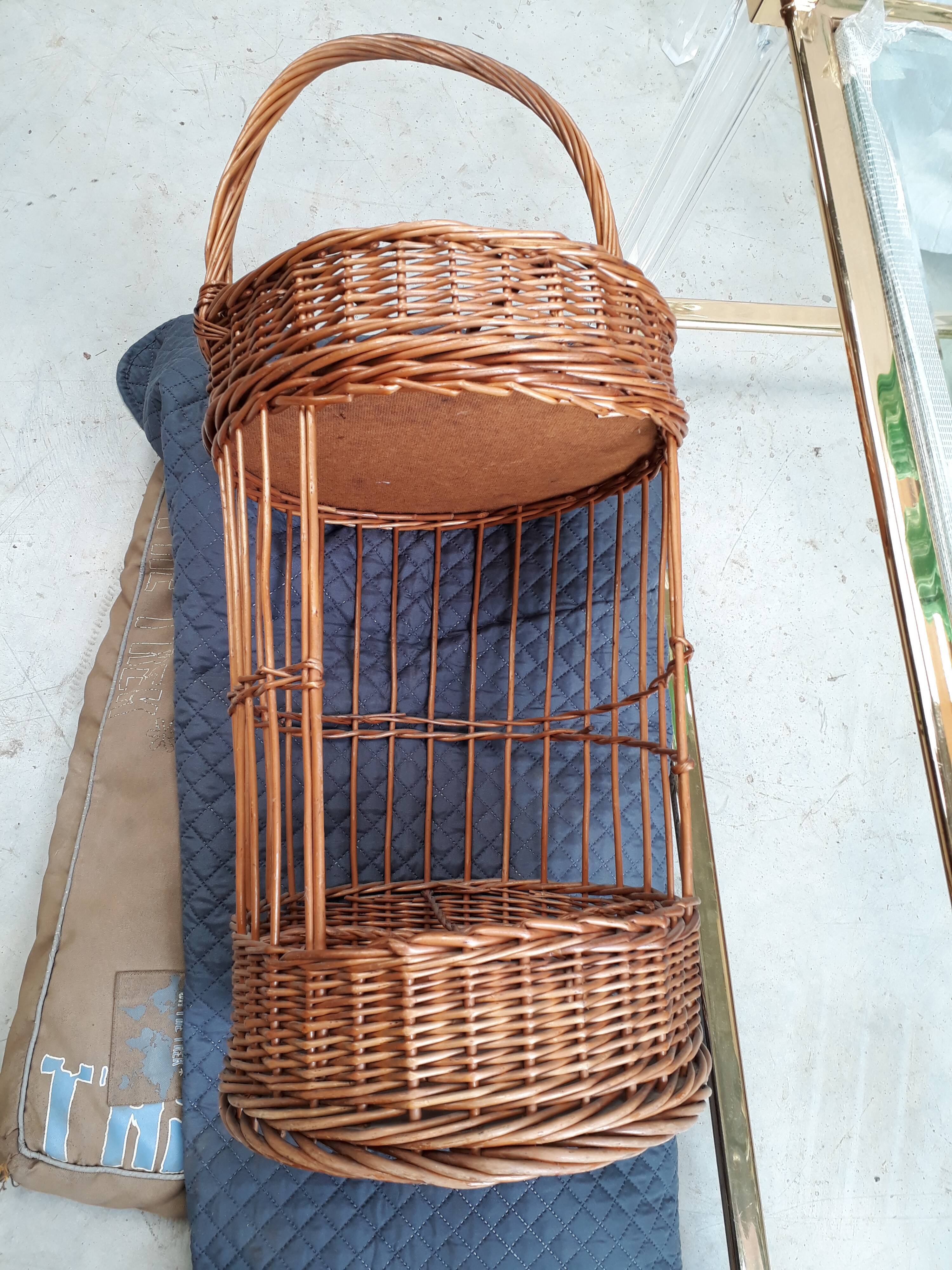 Bottle holder, mini bar, vintage wicker