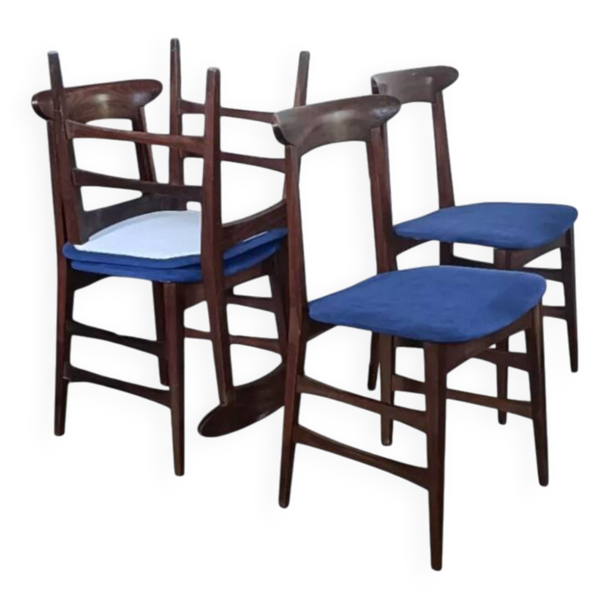 Italian teak chairs from the 1960s in blue.