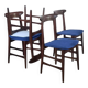 Italian teak chairs from the 1960s in blue.