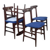 Chaises italiennes en teck années 60 bleue
