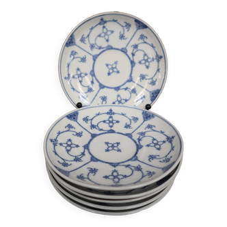6 bowls Jager Eisenberg Blau Saxony blue and white porcelain