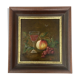 Oil panel monogram eg to identify still life fruits glass wine