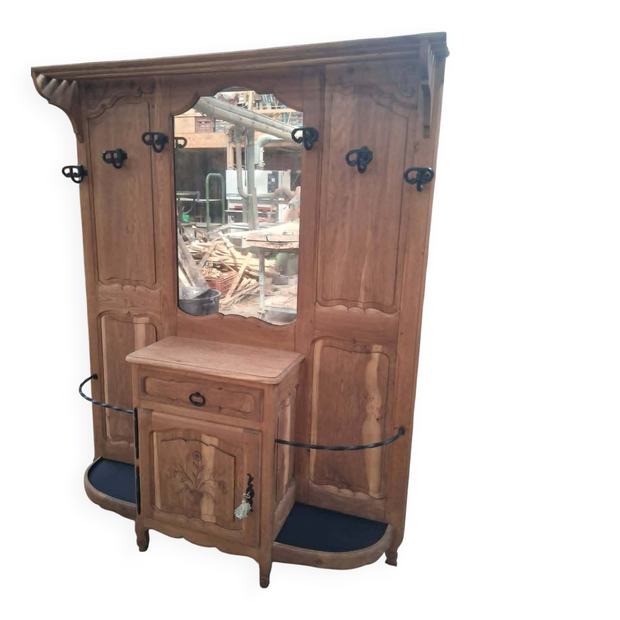 Vestiaire porte-manteaux en chêne massif