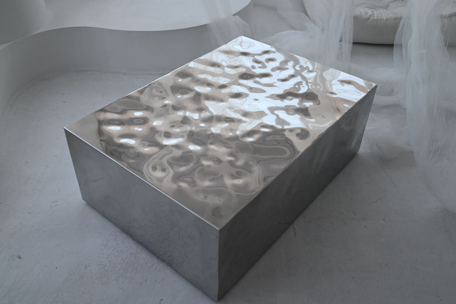 Sculptural Mirror-Polished Stainless Steel Coffee Table by Veliento