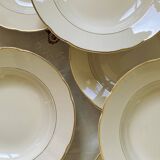Set of 6 deep plates in old earthenware, cream and gilding, Villeroy and Boch ACC-7147