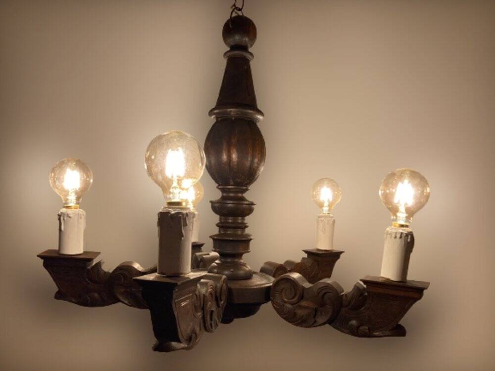 Renaissance wooden chandelier, 1800s