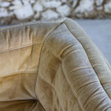 Chauffeuse d'angle Togo velours beige par Michel Ducaroy pour Ligne Roset