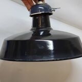 Pendant lamp industrial workshop lampshade in vintage black enameled metal