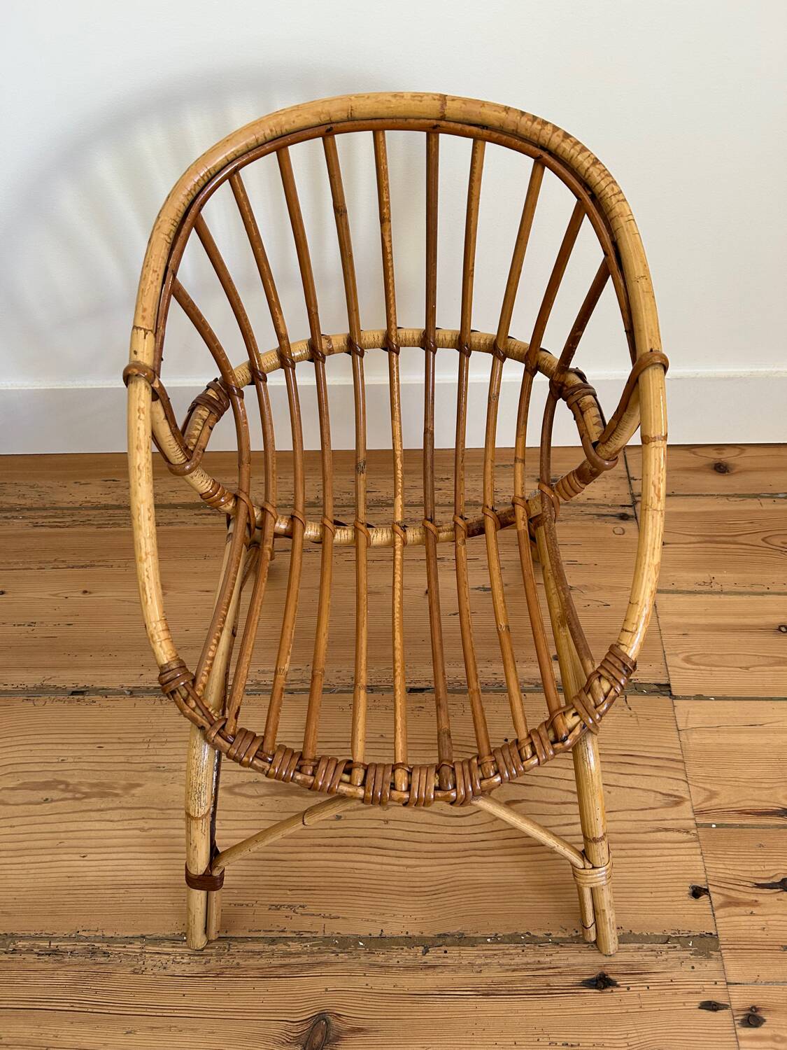 Vintage rattan armchair for children