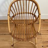 Fauteuil en rotin vintage pour enfants