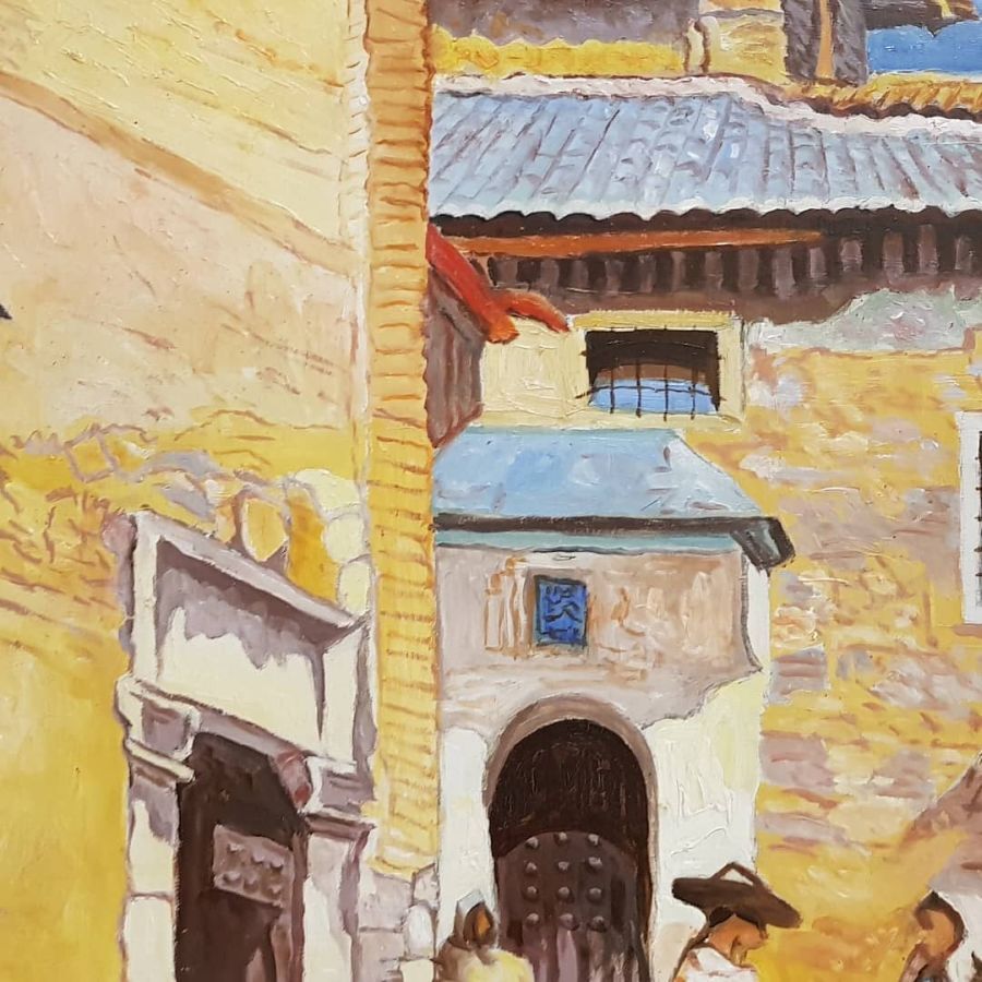 Spanish Village signed Diaz de la poue