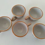 Ensemble 5 mini tasses italiennes en faïence peinte – années 60/70