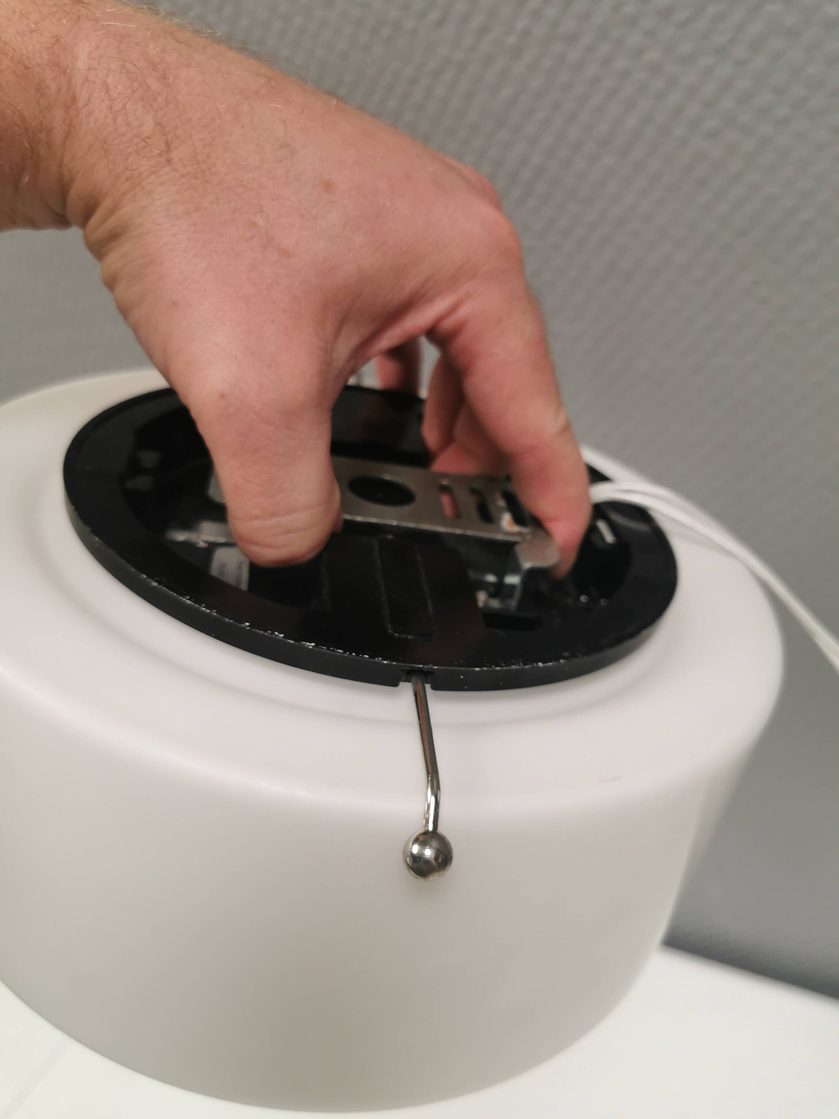 LYFA ceiling lights, white opaline glass, metal suspension, 1950s Denmark