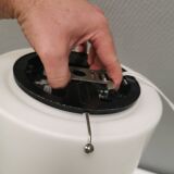 LYFA ceiling lights, white opaline glass, metal suspension, 1950s Denmark