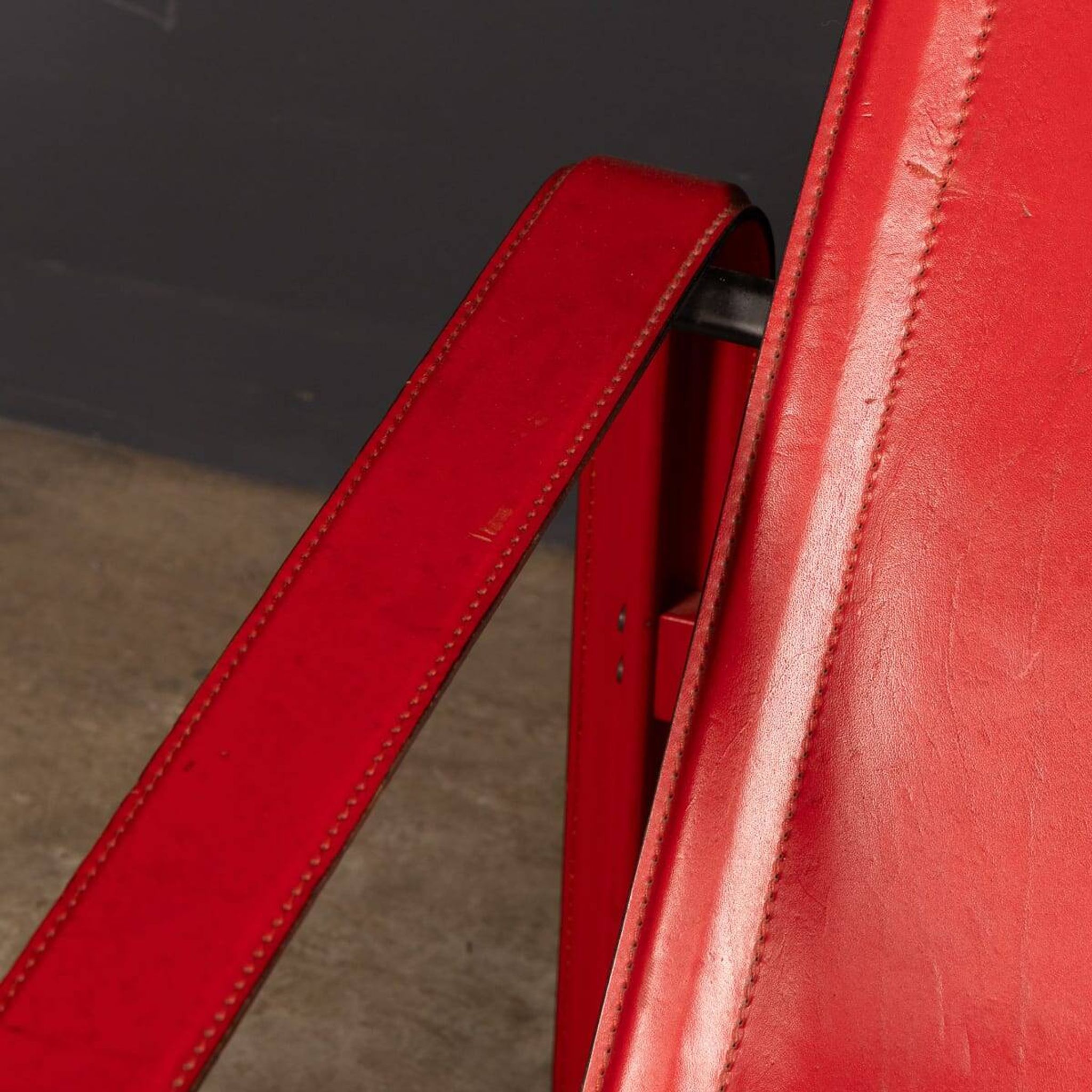 20thC Italian Red Leather Chair By Toussaint & Angeloni For Matteo Grassi