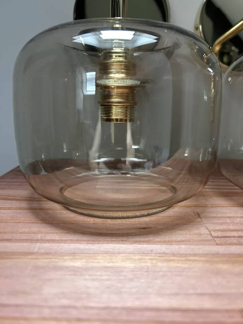 Pair of vintage smoked glass wall lights